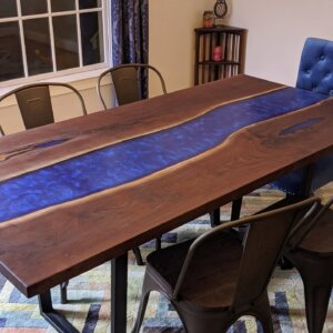 Black Walnut River Table with Epoxy