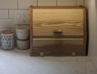 Bread Box - Red Oak with Ash Doors