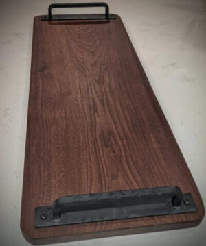 Black Walnut Serving Tray - Hand-Forged Handles - Made to Order