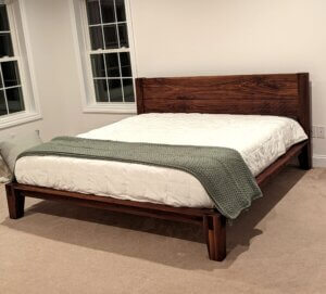 The Bastion solid black walnut king platform bed by Canterbury Woods Creations